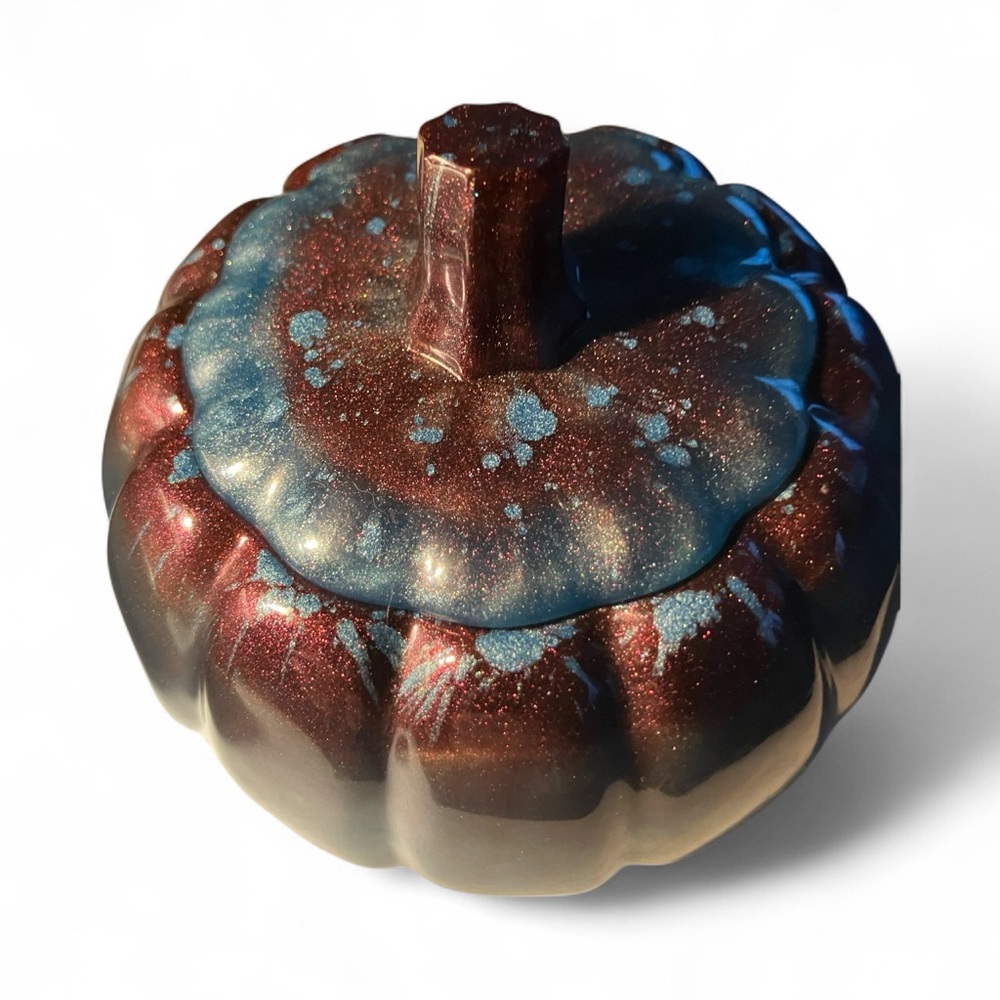 Ceramic Pumpkin Decor in turquoise multicolor! NWOT - Picture 3 of 6